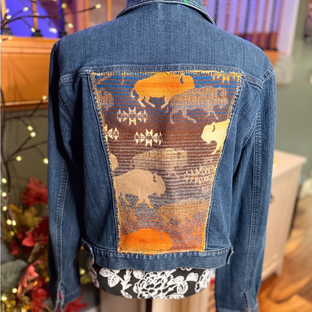 Denim Jacket with Buffalo Design